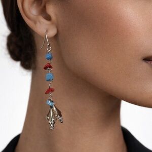 Elegant Silver and Red Dangle Earrings